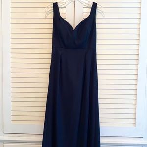 Black ,Floor-length,  sleeveless dress and gloves, size 8